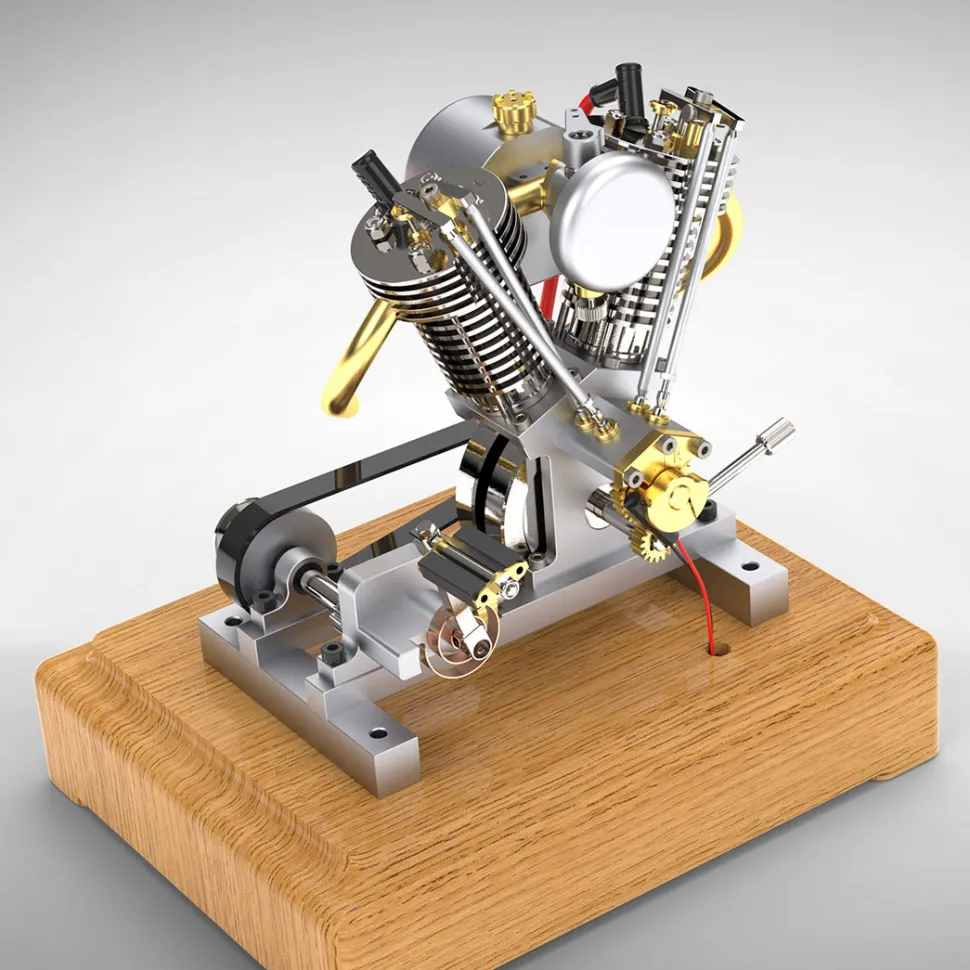 MUSA Hoglet V-twin Engine Mini 4-Stroke V2 Gasoline Engine Internal Combustion Model Realistic RTR Version Motorcycle Kickstart