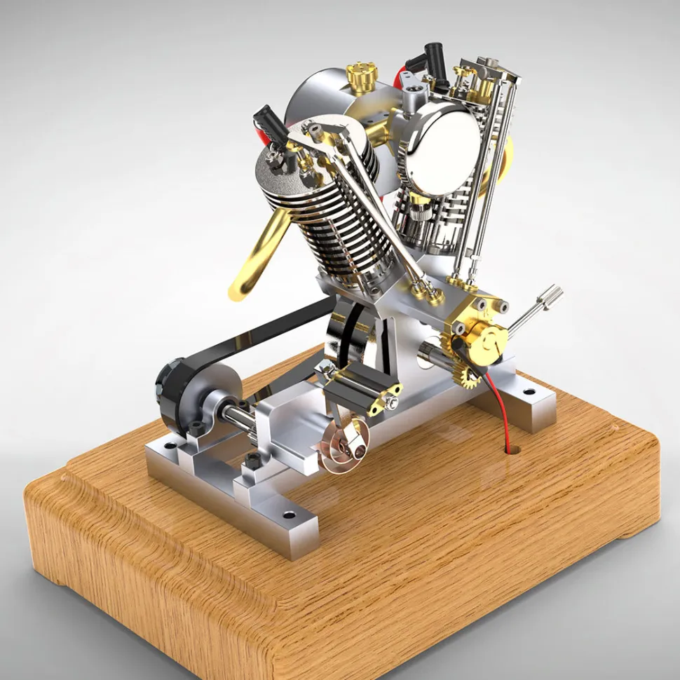 MUSA Hoglet V-twin Engine Mini 4-Stroke V2 Gasoline Engine Internal Combustion Model Realistic RTR Version Motorcycle Kickstart