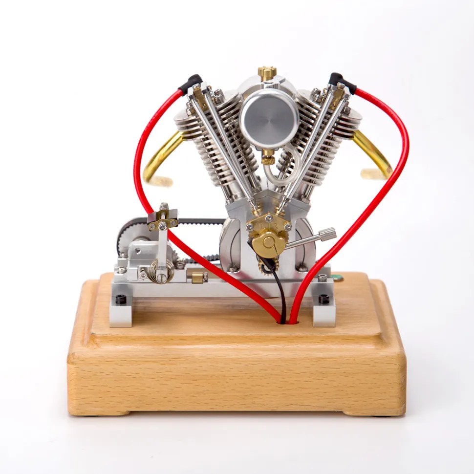 MUSA Hoglet V-twin Engine Mini 4-Stroke V2 Gasoline Engine Internal Combustion Model Realistic RTR Version Motorcycle Kickstart