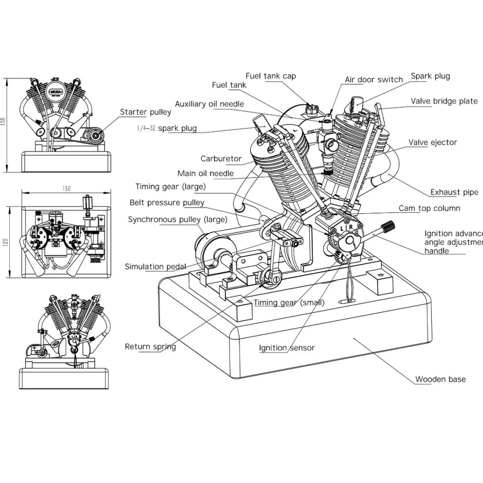 MUSA Hoglet V-Twin 4-Stroke Kick-Start Gasoline Motorcycle Engine Model