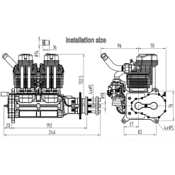NGH GF60i2-E 60cc Inline Twin-Cylinder Four-Stroke Air-Cooled Gasoline Engine Model with Electric Starter for Fixed-Wing RC Airplanes