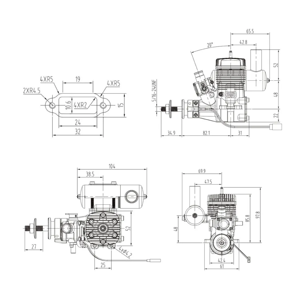 NGH GT17-Pro 17cc Single-Cylinder Two-Stroke Air-Cooled Gasoline Engine Model for Fixed-Wing RC Airplanes
