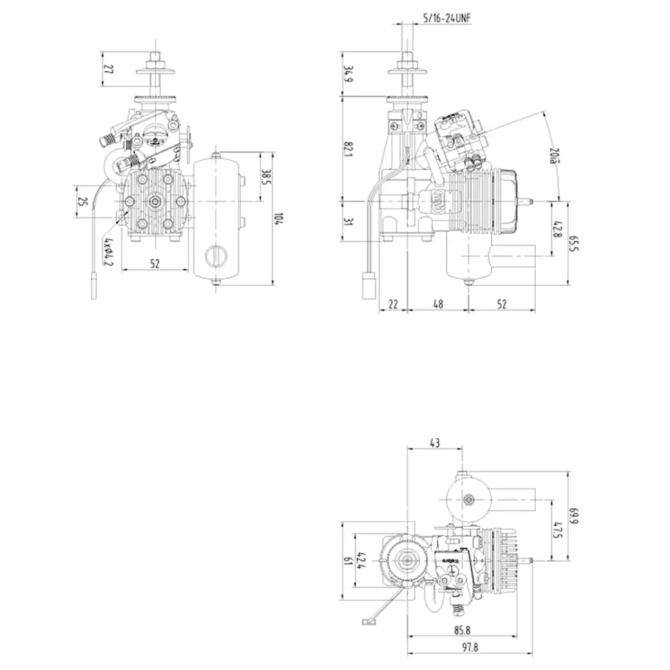 NGH GT17-Pro 17cc Single-Cylinder Two-Stroke Air-Cooled Gasoline Engine Model for Fixed-Wing RC Airplanes