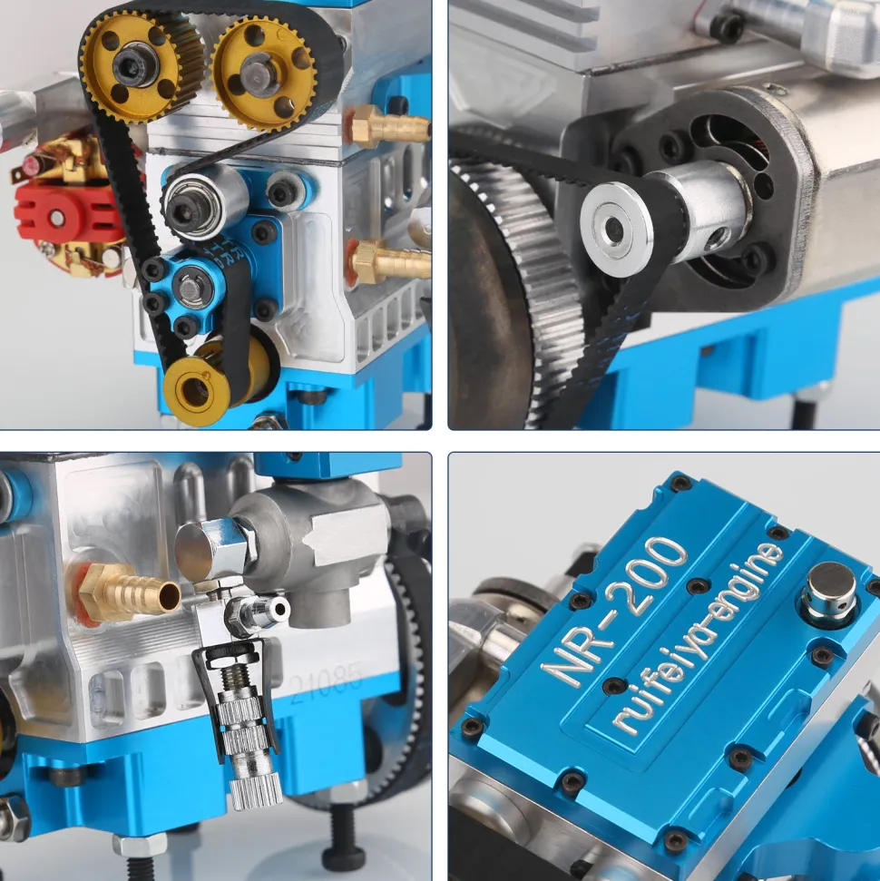 NR-200 8.6cc Inline 2-cylinder 4-stroke Water-cooled Electric Start Nitro Engine Model for 1:8 RC Car