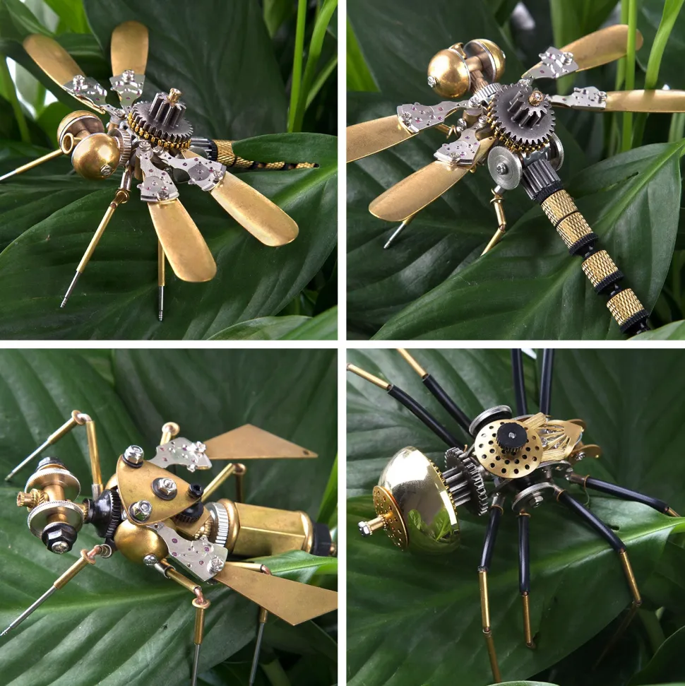 250+Pcs Mechanical Metal Model Kit Assembly Toy - (Spider + Dragonfly + Wasp)