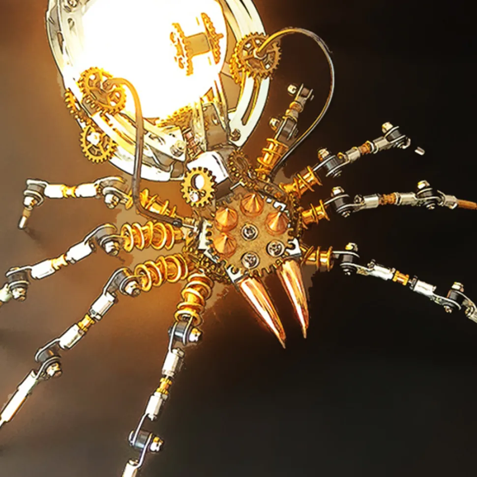 512PCS Metal DIY Assembly Toys Mechanical Spider with Lamp