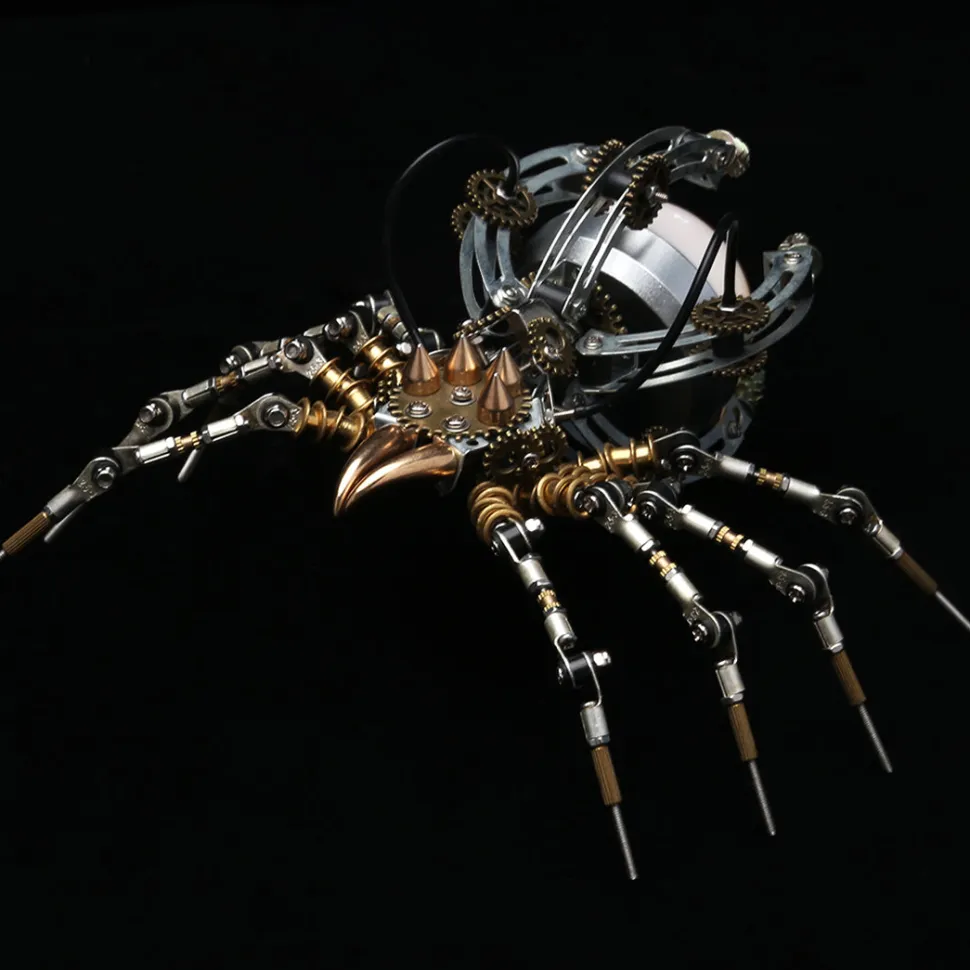 512PCS Metal DIY Assembly Toys Mechanical Spider with Lamp