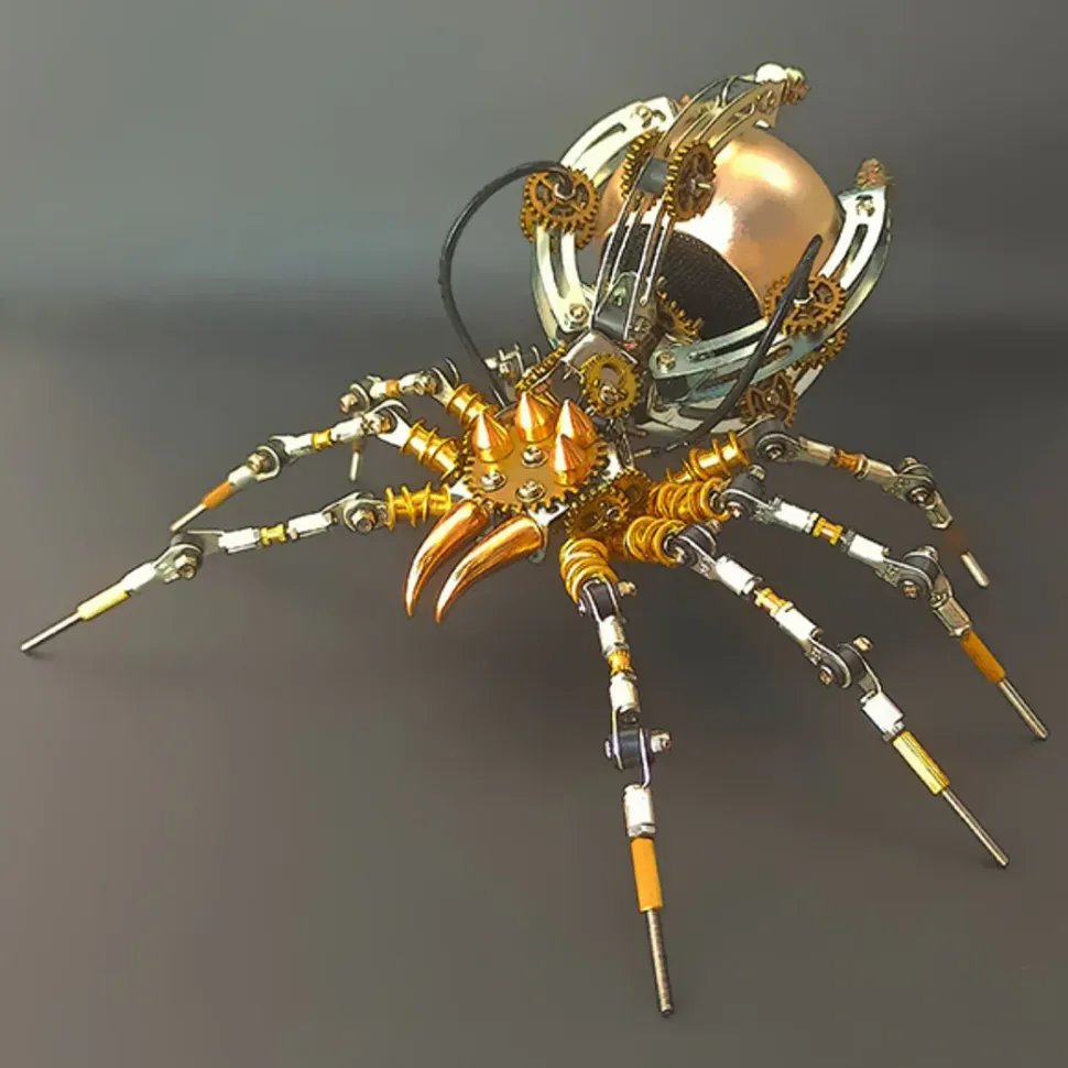 512PCS Metal Steampunk Mechanical Spider Bluetooth Speaker Model Kit