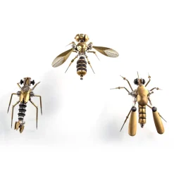 270Pcs Steampunk Insect Metal Model Kits Mechanical Crafts for Home Decor - Mosquito + Deck Insect + Bee Trinity
