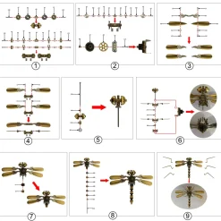 80Pcs Steampunk Insect Metal Model Kits Mechanical Crafts for Home Decor - Dragonfly