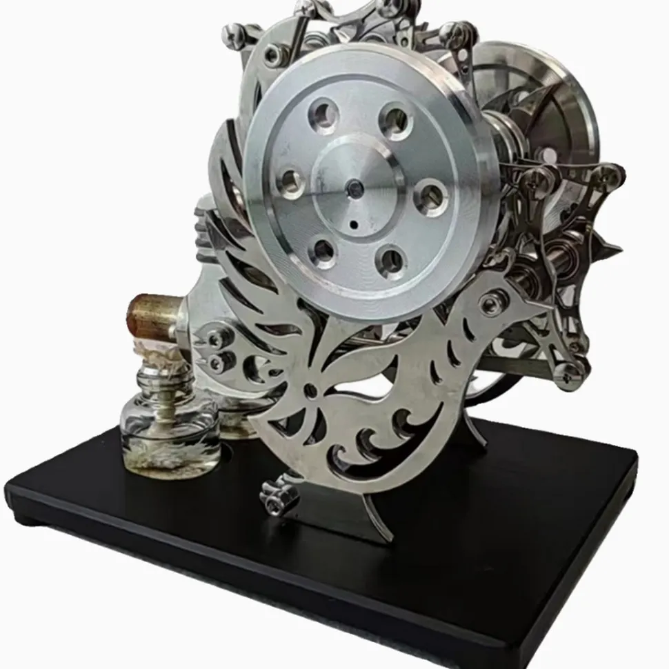 Pigeon-Style Dual-Cylinder Dual-Piston Hot Air Stirling Engine Model Educational Toy