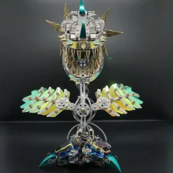 Piranha Plant Flower 3D Metal Mechanical Puzzle Model Kit with LED Lights-400 Pieces