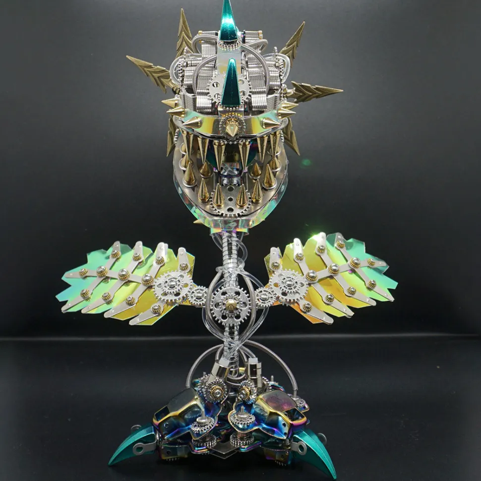 Piranha Plant Flower 3D Metal Mechanical Puzzle Model Kit with LED Lights-400 Pieces