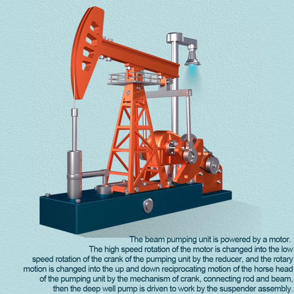 Pumping Unit that Works - Oil Pump Jack Model Kit - TECHING 3D Metal Oilfield Working Equipment with Light Oil Rig Educational Toys Collection 219Pcs
