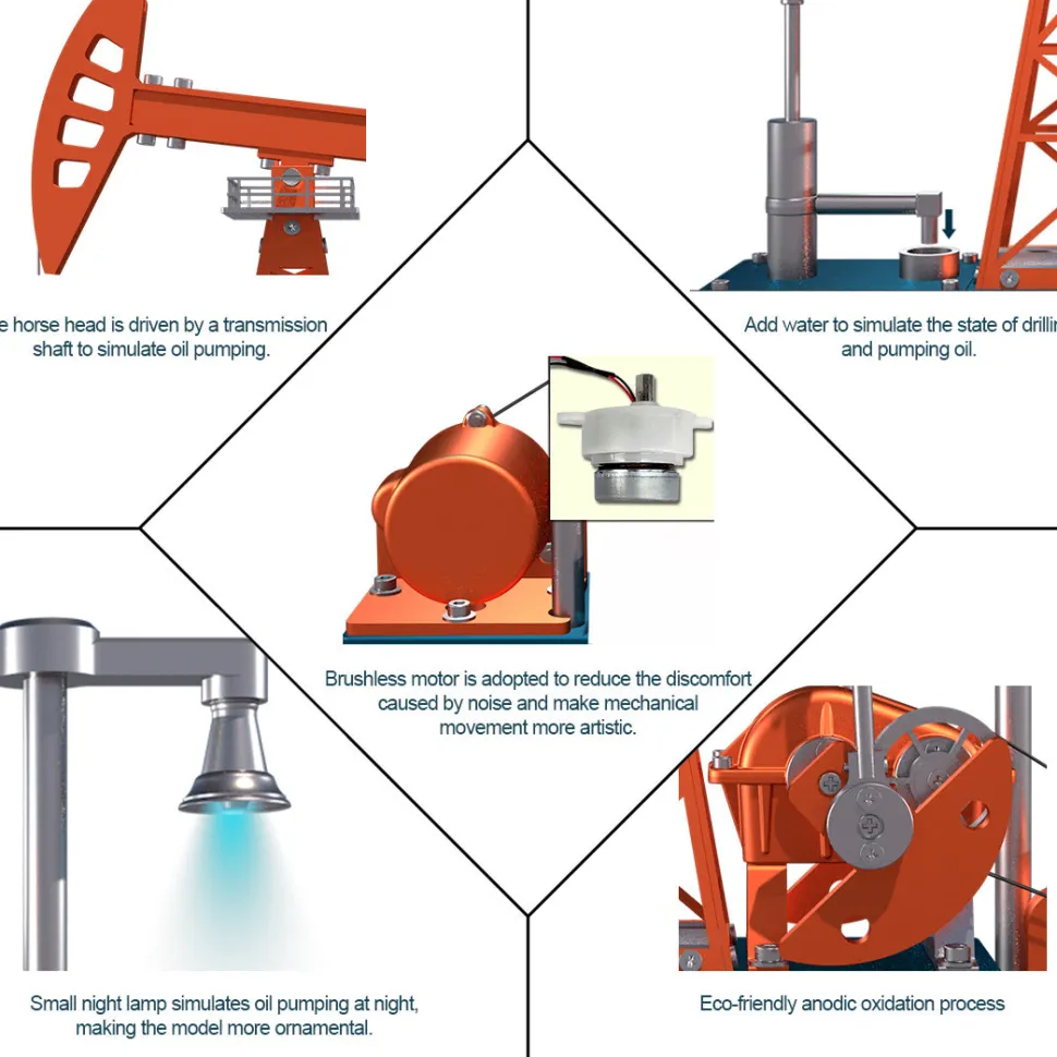 Pumping Unit that Works - Pumping Unit Model Kit - TECHING Pumping Unit DIY Assembly 3D Metal Mechanical Puzzle Educational Toys Collection 219Pcs