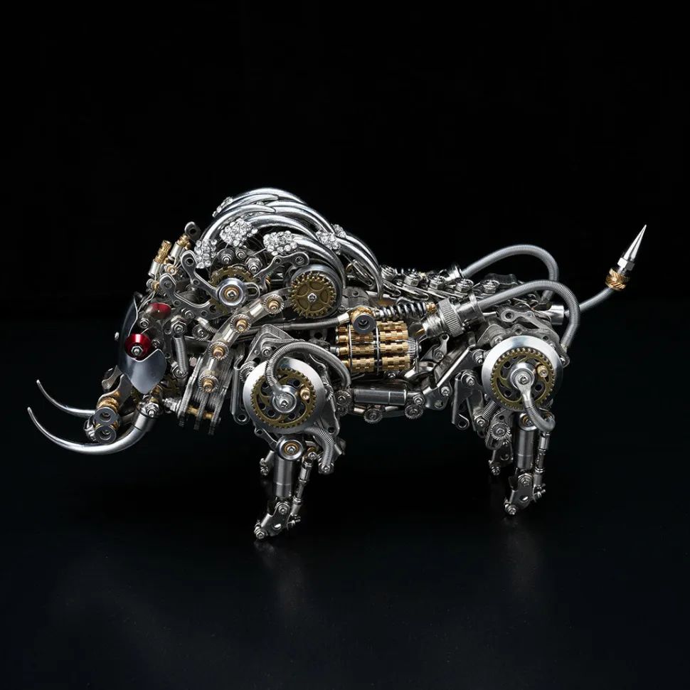 Raging Tusk 3D Metal Mechanical Boar Model Kit–DIY Steampunk Animal Assembly for Desktop Display