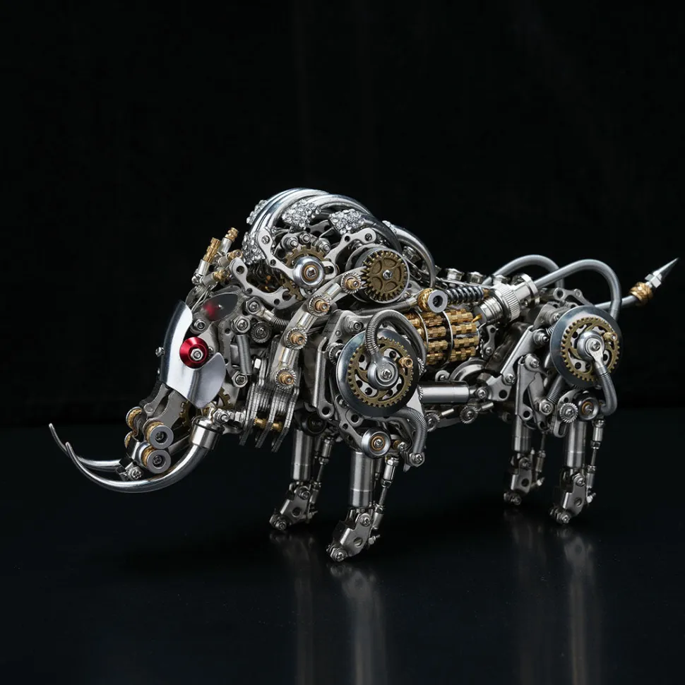Raging Tusk 3D Metal Mechanical Boar Model Kit–DIY Steampunk Animal Assembly for Desktop Display