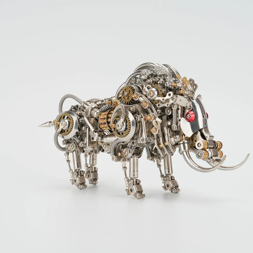 Raging Tusk 3D Metal Mechanical Boar Model Kit–DIY Steampunk Animal Assembly for Desktop Display