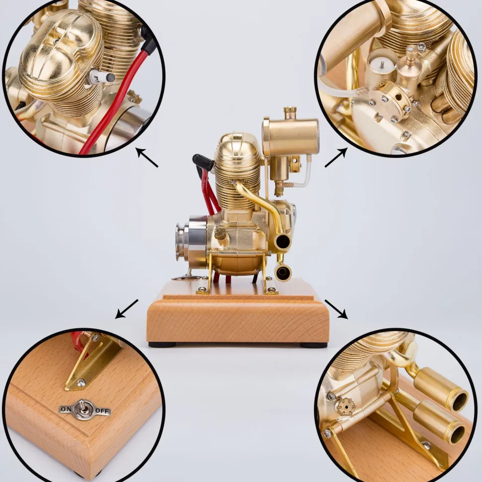 R28 4.3CC Mini OHV V-Twin V2 Engine Double-cylinder Four-stroke Motorcycle Gasoline IC Engine Model