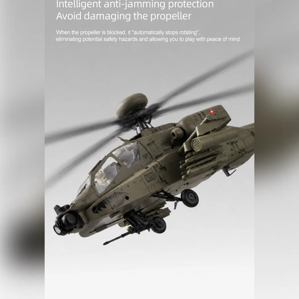 RC ERA C170 AH-64D 1/48 Scale 2.4G 6CH Flybarless Military RC Helicopter Model With Optical Flow Positioning, TOF Altitude Hold, One-Key Inverted Flight and Brushless Motor (RTF Version)