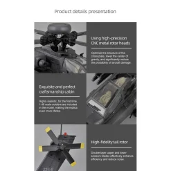 RC ERA C170 AH-64D 1/48 Scale 2.4G 6CH Flybarless Military RC Helicopter Model With Optical Flow Positioning, TOF Altitude Hold, One-Key Inverted Flight and Brushless Motor (RTF Version)