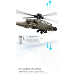 RC ERA C170 AH-64D 1/48 Scale 2.4G 6CH Flybarless Military RC Helicopter Model With Optical Flow Positioning, TOF Altitude Hold, One-Key Inverted Flight and Brushless Motor (RTF Version)