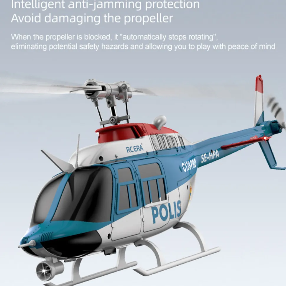 RC ERA C138PRO 1/33 Scale Bell 206 2.4G 6CH Flybarless Single-Rotor RC Helicopter Model with One-Touch Inverted Flight (RTF Version/Police Livery)