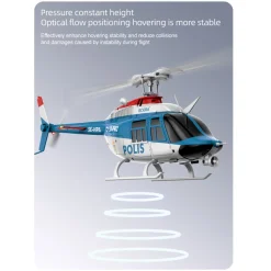 RC ERA C138PRO 1/33 Scale Bell 206 2.4G 6CH Flybarless Single-Rotor RC Helicopter Model with One-Touch Inverted Flight (RTF Version/Police Livery)