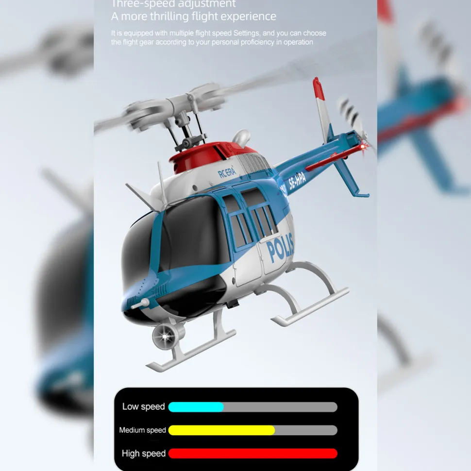 RC ERA C138PRO 1/33 Scale Bell 206 2.4G 6CH Flybarless Single-Rotor RC Helicopter Model with One-Touch Inverted Flight (RTF Version/Police Livery)