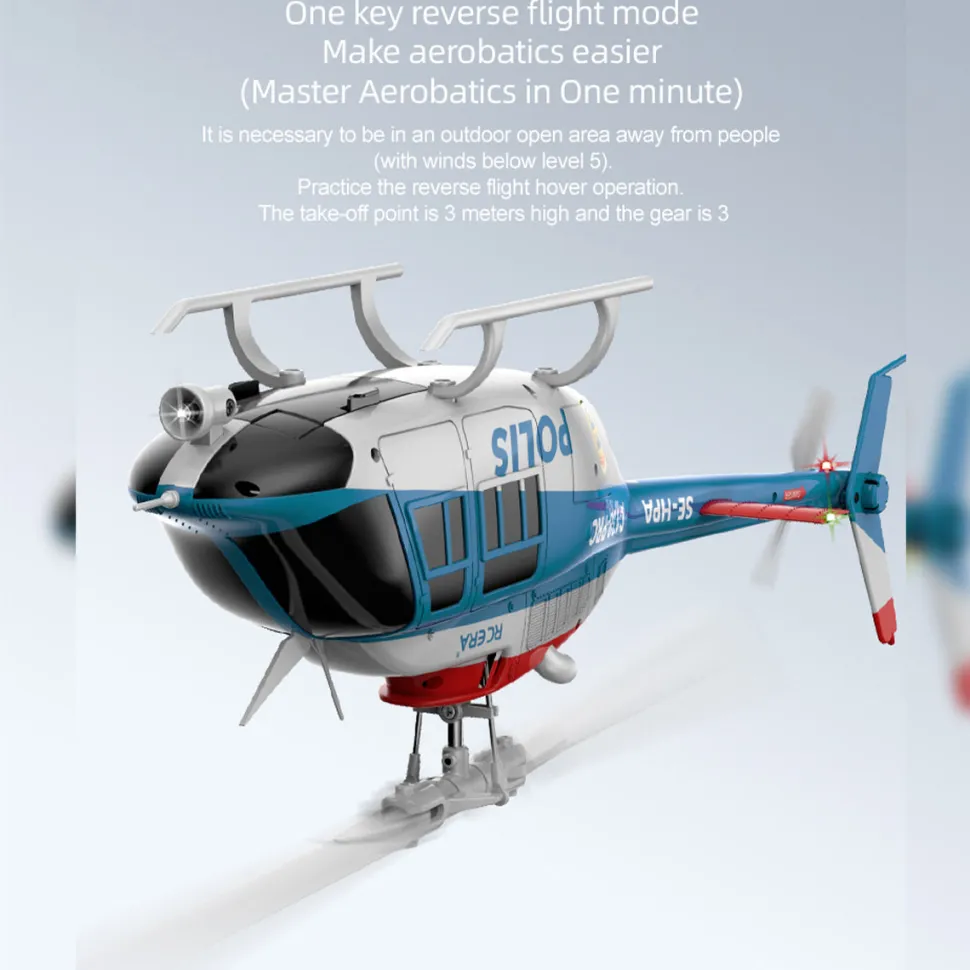 RC ERA C138PRO 1/33 Scale Bell 206 2.4G 6CH Flybarless Single-Rotor RC Helicopter Model with One-Touch Inverted Flight (RTF Version/Police Livery)