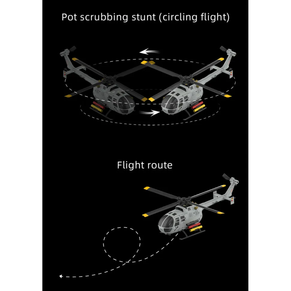RC ERA C186S BO105 1/48 Scale 2.4G 6CH Single-Rotor Flybarless Realistic Intelligent RC Helicopter Model with Barometric Altitude Hold, Optical Flow Positioning, One-Key TOL & Missile Mounting Rack (RTF)