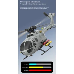 RC ERA C186S BO105 1/48 Scale 2.4G 6CH Single-Rotor Flybarless Realistic Intelligent RC Helicopter Model with Barometric Altitude Hold, Optical Flow Positioning, One-Key TOL & Missile Mounting Rack (RTF)