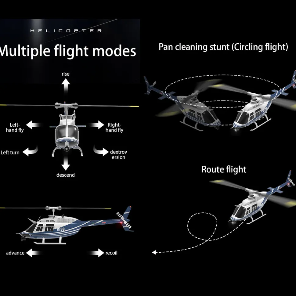 RC ERA C138 1/33 Scale BELL 206 Helicopter 2.4G 6CH Single-Rotor Gyroscopic Flying Aircraft Model