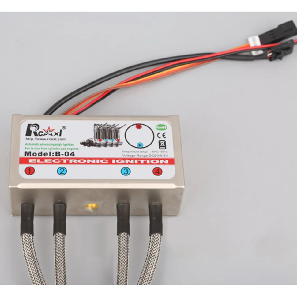RCEXL CDI Electronic Ignition with Auto-Ignite Angle for L4/V4/V8 Engine and ME-8 1/4-32 Spark Plug (HV Type/90 Degree)