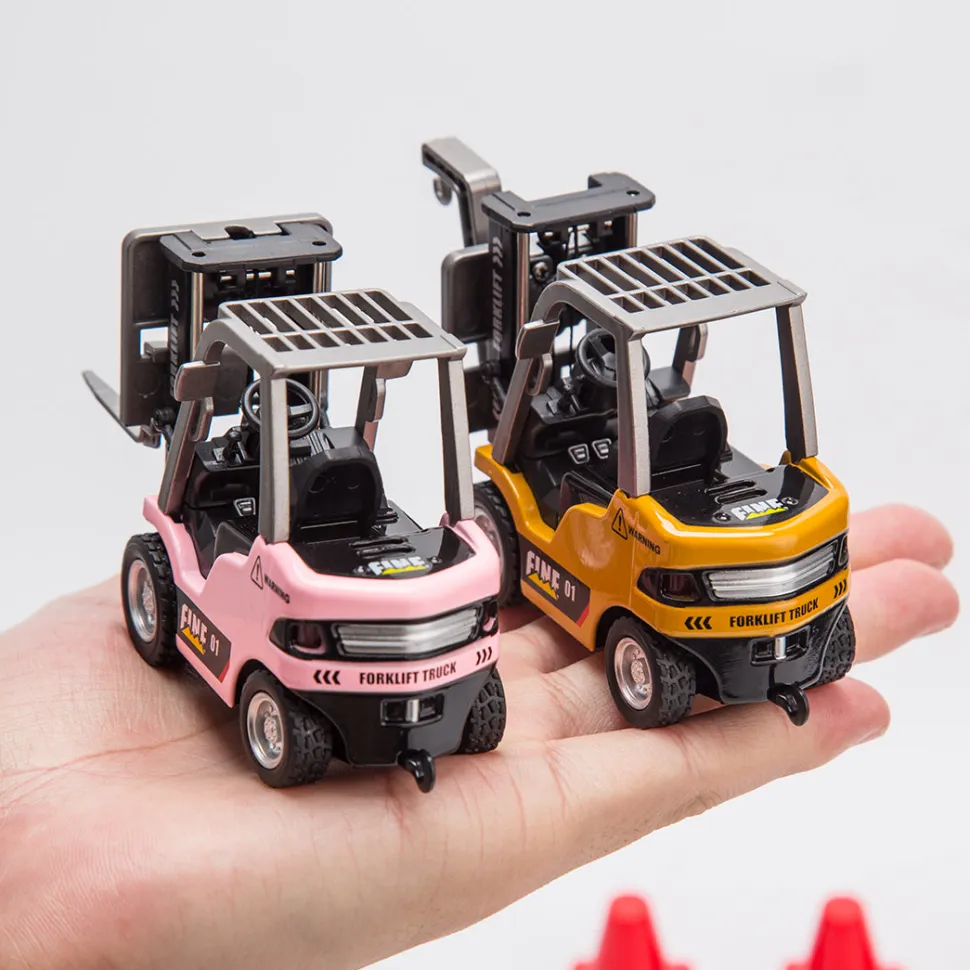 RC Forklift Remote Control Forklift With Flatbed Trailer Pullback Car 1/64 Scale 2.4G Kids Toy