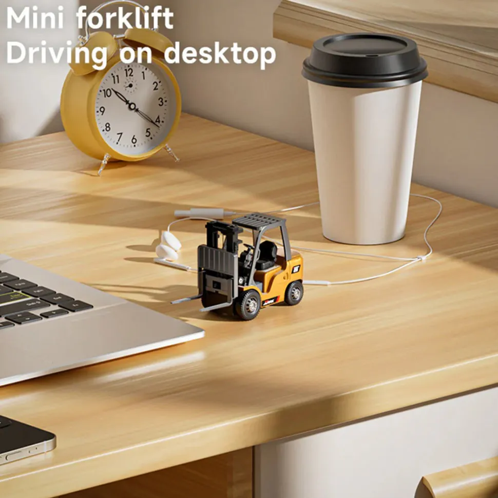 RC Forklift Remote Control Forklift With Flatbed Trailer Pullback Car 1/64 Scale 2.4G Kids Toy