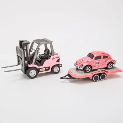 RC Forklift Remote Control Forklift With Flatbed Trailer Pullback Car 1/64 Scale 2.4G Kids Toy