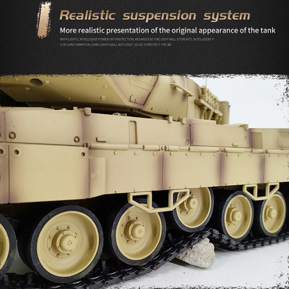 1/16 RC Tank 2.4G German Leopard 2A7 Main Battle Tank Vehicle Model Toys with Lights&Sounds (Basic Version)