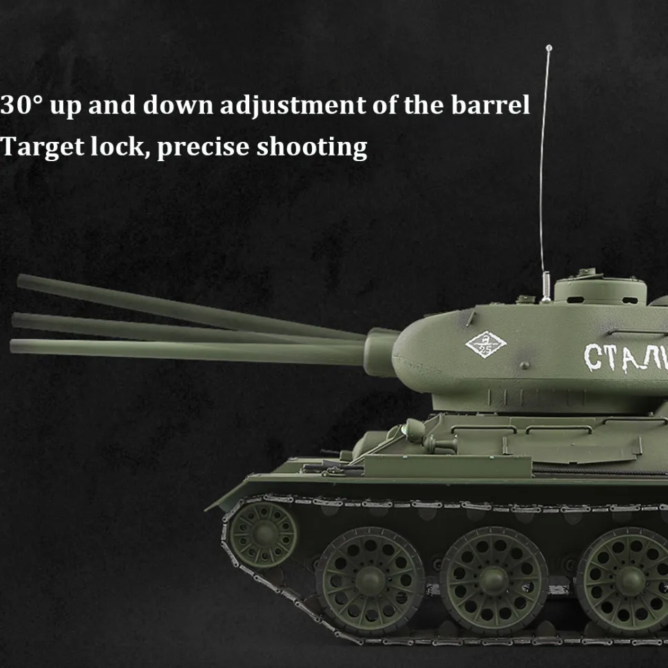 1/16 RC Tank Soviet T-34 Medium Tank 2.4G Remote Control Model Military Tank with Sound Smoke Shooting Effect - Upgraded Edition