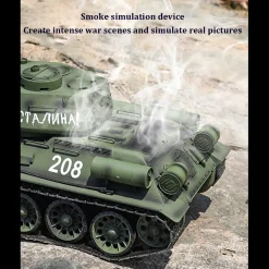 1/16 RC Tank Soviet T-34 Medium Tank 2.4G Remote Control Model Military Tank with Sound Smoke Shooting Effect - Upgraded Edition