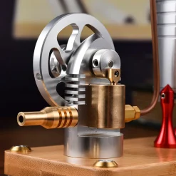 Retro All-metal Vertical Steam Engine Model with Base, Boiler and Alcohol Lamp