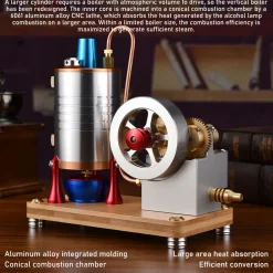 Retro All-metal Vertical Twin-Cylinder Steam Engine Model with Dynamic Balanced Crankshaft RTR STEM Model