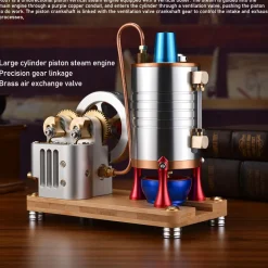 Retro All-metal Vertical Twin-Cylinder Steam Engine Model with Dynamic Balanced Crankshaft RTR STEM Model