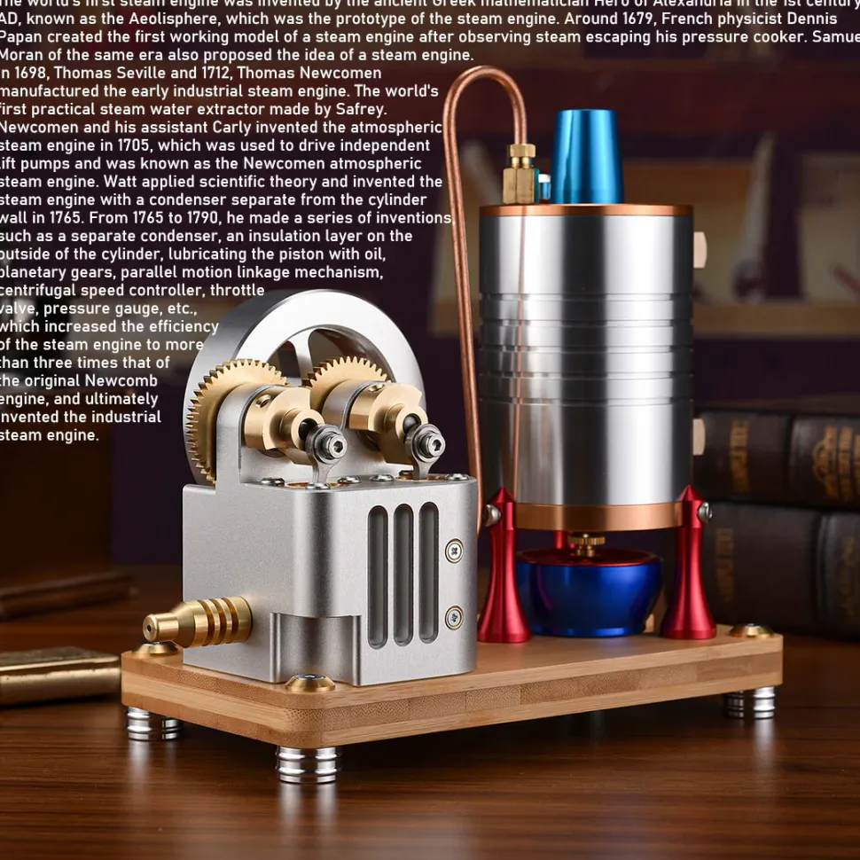 Retro All-metal Vertical Twin-Cylinder Steam Engine Model with Dynamic Balanced Crankshaft RTR STEM Model