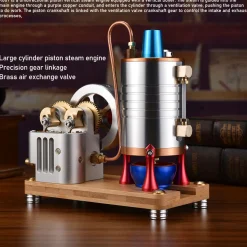 Retro All-metal Vertical Twin-Cylinder Steam Engine Model with Dynamic Balanced Crankshaft RTR STEM Model