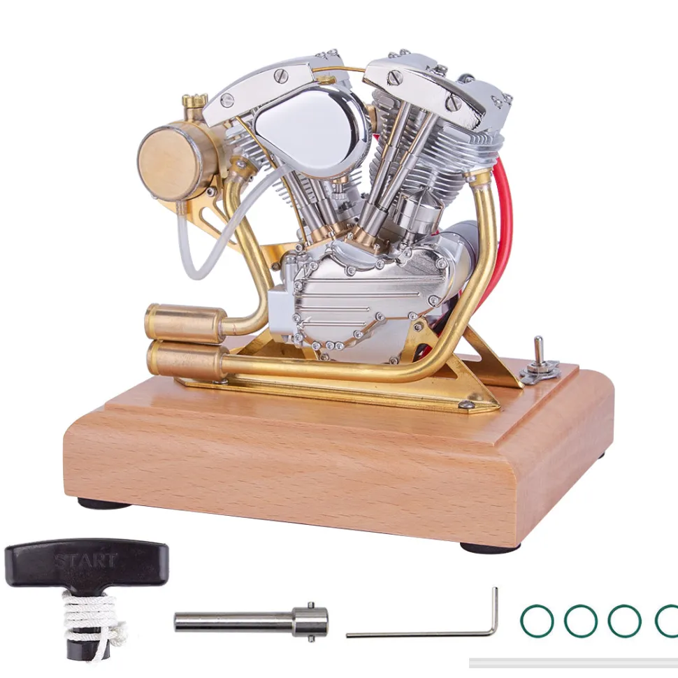 RETROL 4.2CC V-Twin Double-cylinder Four-stroke Gasoline Engine Internal Combustion Engine Model for Motorcycle-Gift Collection