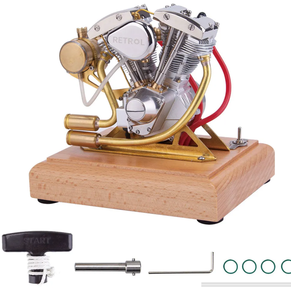 RETROL 4.2CC V-Twin Double-cylinder Four-stroke Gasoline Engine Internal Combustion Engine Model for Motorcycle-Gift Collection