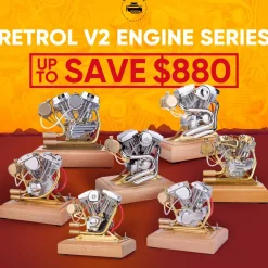 RETROL 4.2CC V-Twin Double-cylinder Four-stroke Gasoline Engine Internal Combustion Engine Model for Motorcycle-Gift Collection