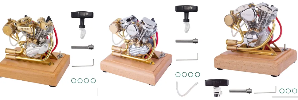 RETROL 4.2CC V-Twin Double-cylinder Four-stroke Gasoline Engine Internal Combustion Engine Model for Motorcycle-Gift Collection