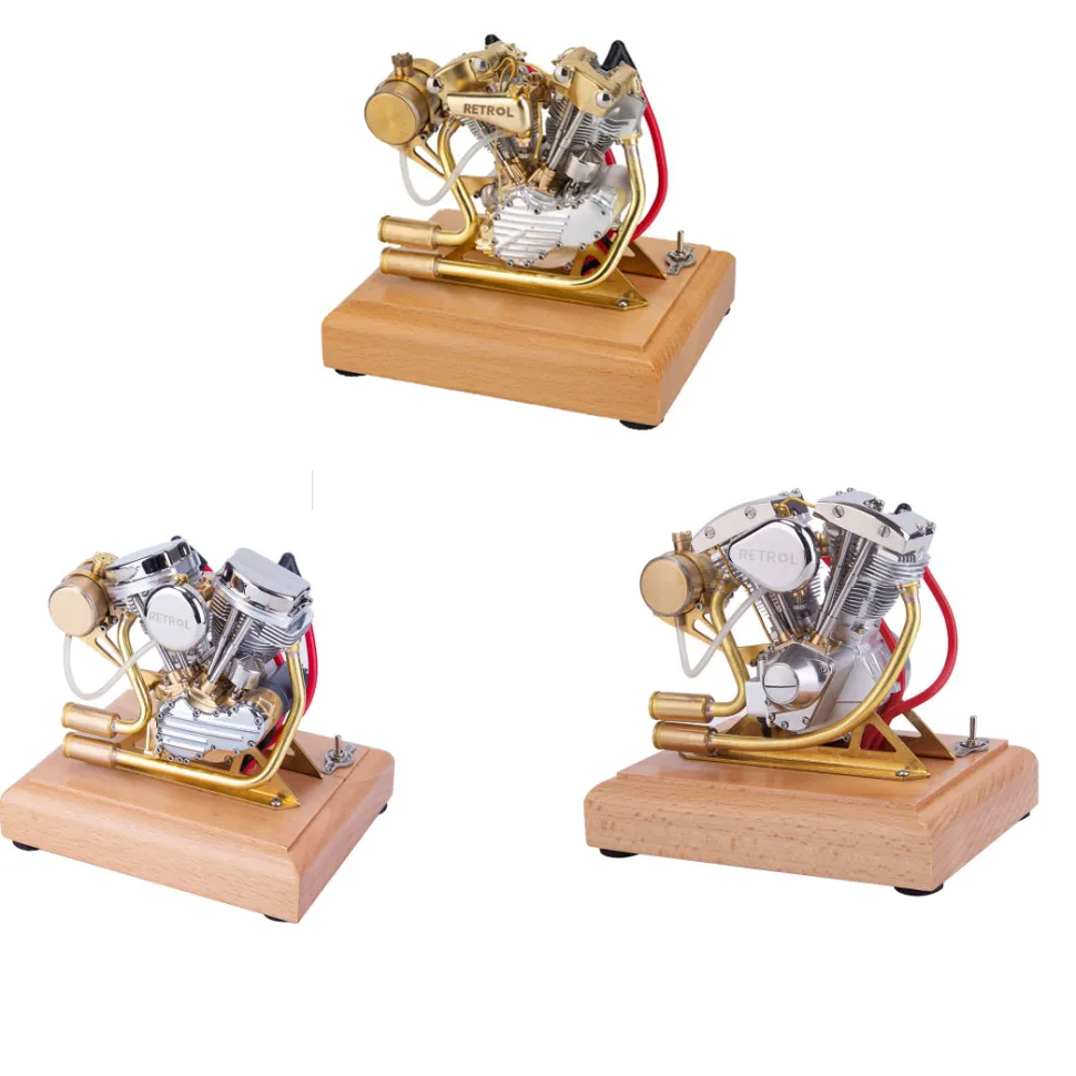 RETROL 4.2CC V-Twin Double-cylinder Four-stroke Gasoline Engine Internal Combustion Engine Model for Motorcycle-Gift Collection